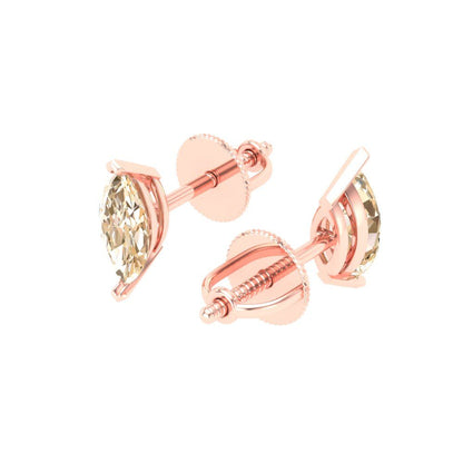 1cttw Marquise Cut Natural Morganite Gold-Plated 925 Silver Push Back Stud Earrings