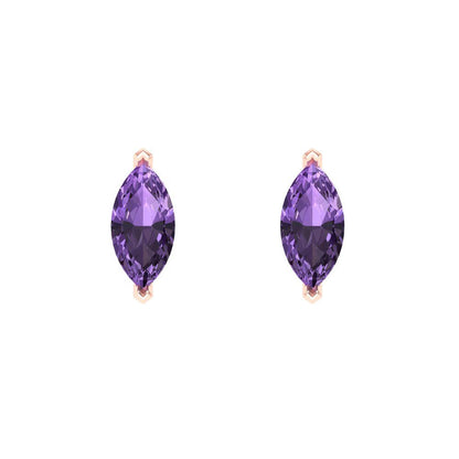 1cttw Marquise Cut Simulated Alexandrite Gold-Plated 925 Silver Push Back Stud Earrings