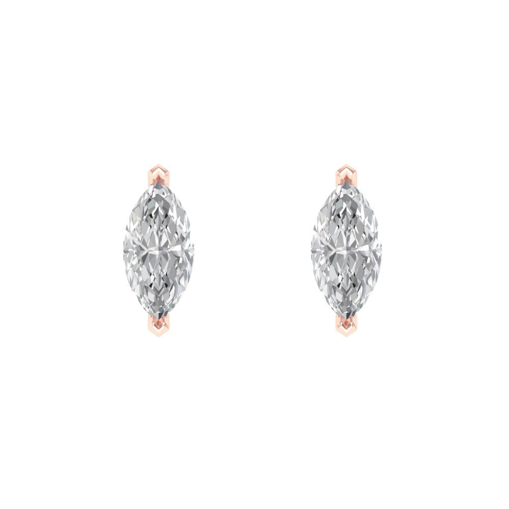 1cttw Marquise Cut Simulated Diamond Gold-Plated 925 Silver Push Back Stud Earrings