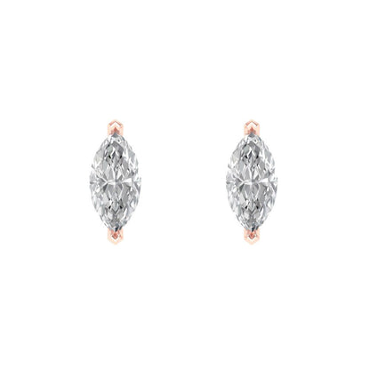 1cttw Marquise Cut Simulated Diamond Gold-Plated 925 Silver Push Back Stud Earrings