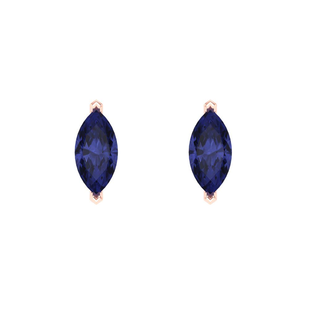 1cttw Marquise Cut Simulated Tanzanite Gold-Plated 925 Silver Push Back Stud Earrings