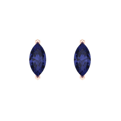 1cttw Marquise Cut Simulated Tanzanite Gold-Plated 925 Silver Push Back Stud Earrings