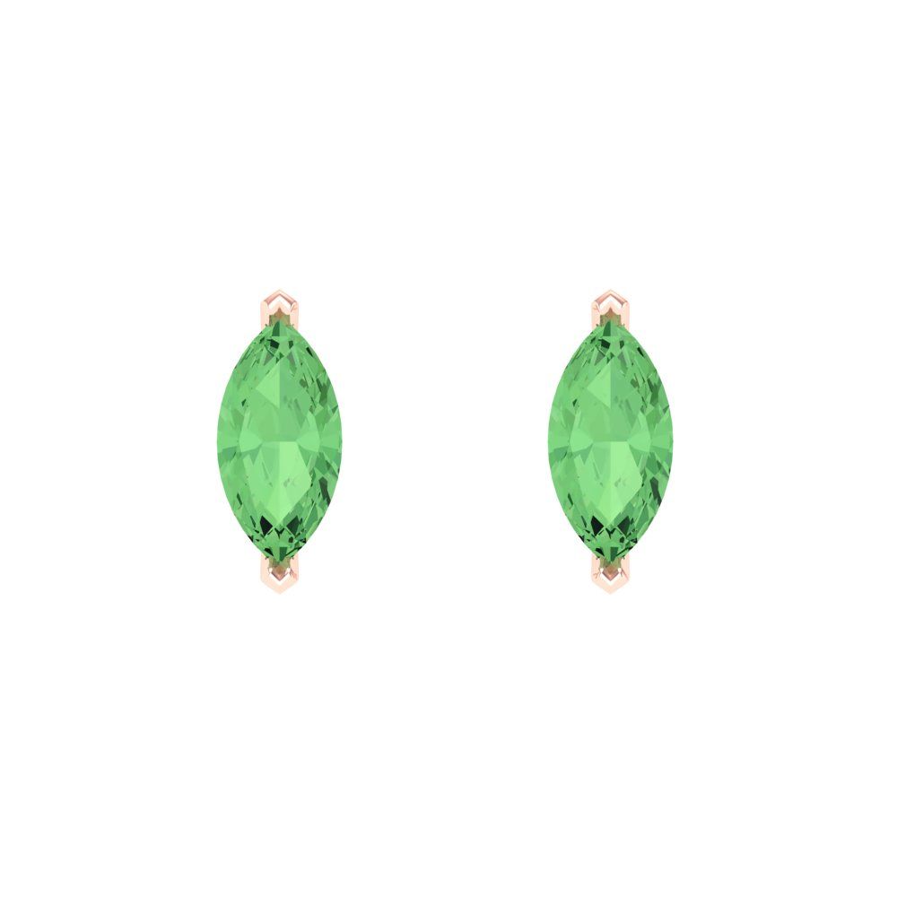 1cttw Marquise Cut Simulated Green Diamond Gold-Plated 925 Silver Push Back Stud Earrings