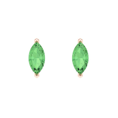 1cttw Marquise Cut Simulated Green Diamond Gold-Plated 925 Silver Push Back Stud Earrings