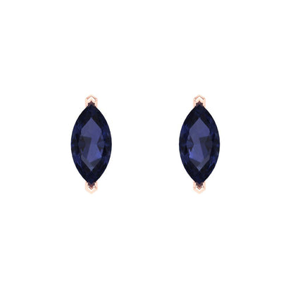 1cttw Marquise Cut Simulated Blue Sapphire Gold-Plated 925 Silver Push Back Stud Earrings
