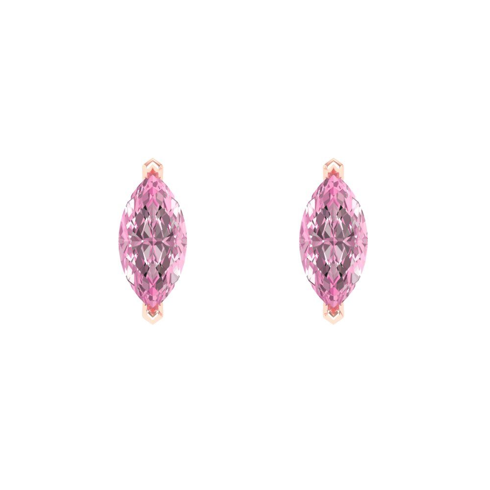 1cttw Marquise Cut Simulated Pink Diamond Gold-Plated 925 Silver Push Back Stud Earrings