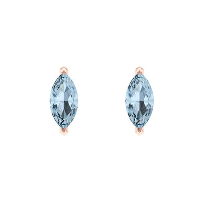 1cttw Marquise Cut Natural Swiss Blue Topaz Gold-Plated 925 Silver Push Back Stud Earrings