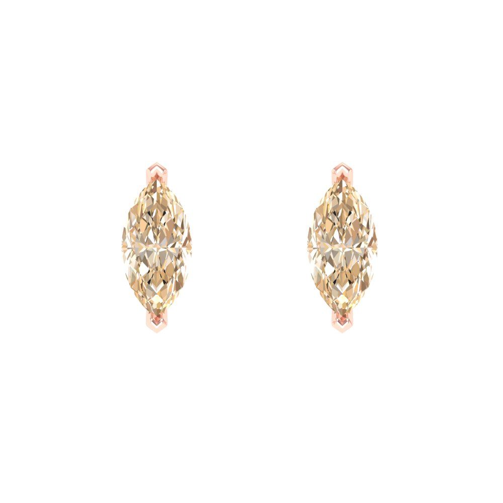 1cttw Marquise Cut Natural Morganite Gold-Plated 925 Silver Push Back Stud Earrings