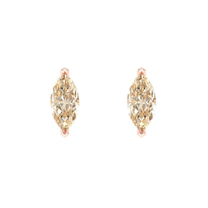 1cttw Marquise Cut Natural Morganite Gold-Plated 925 Silver Push Back Stud Earrings