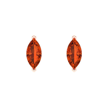 1cttw Marquise Cut Simulated Red Diamond Gold-Plated 925 Silver Push Back Stud Earrings