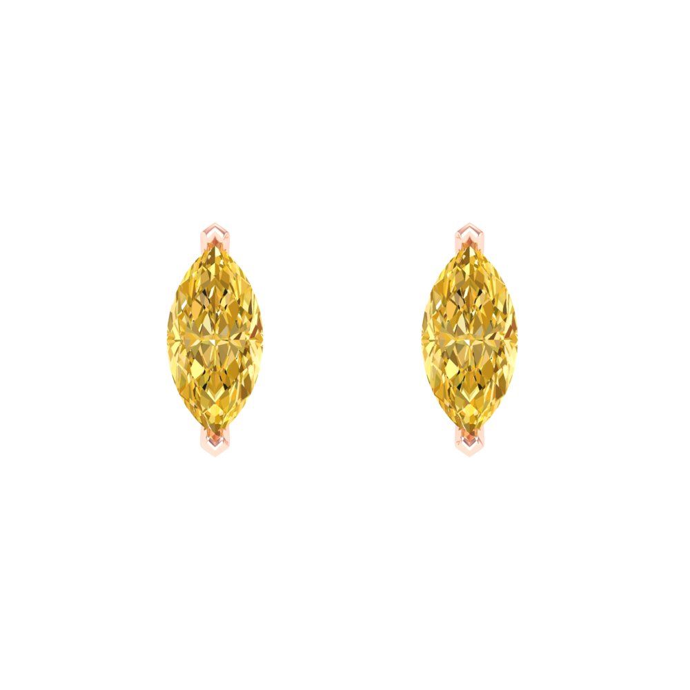 1cttw Marquise Cut Natural Citrine Gold-Plated 925 Silver Push Back Stud Earrings