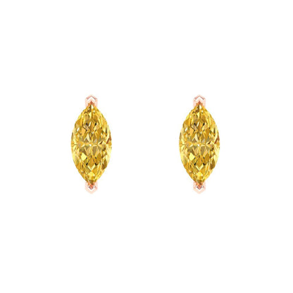 1cttw Marquise Cut Natural Citrine Gold-Plated 925 Silver Push Back Stud Earrings