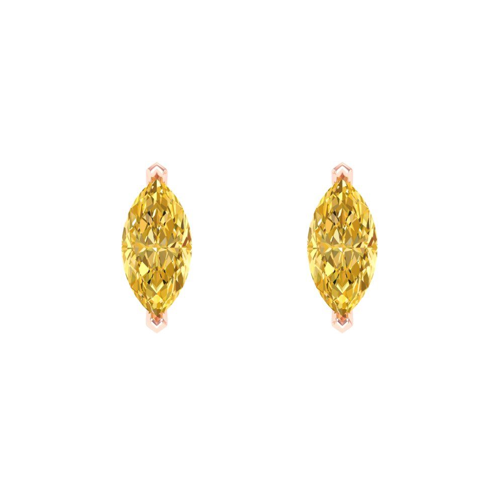 1cttw Marquise Cut Simulated Yellow Diamond Gold-Plated 925 Silver Push Back Stud Earrings