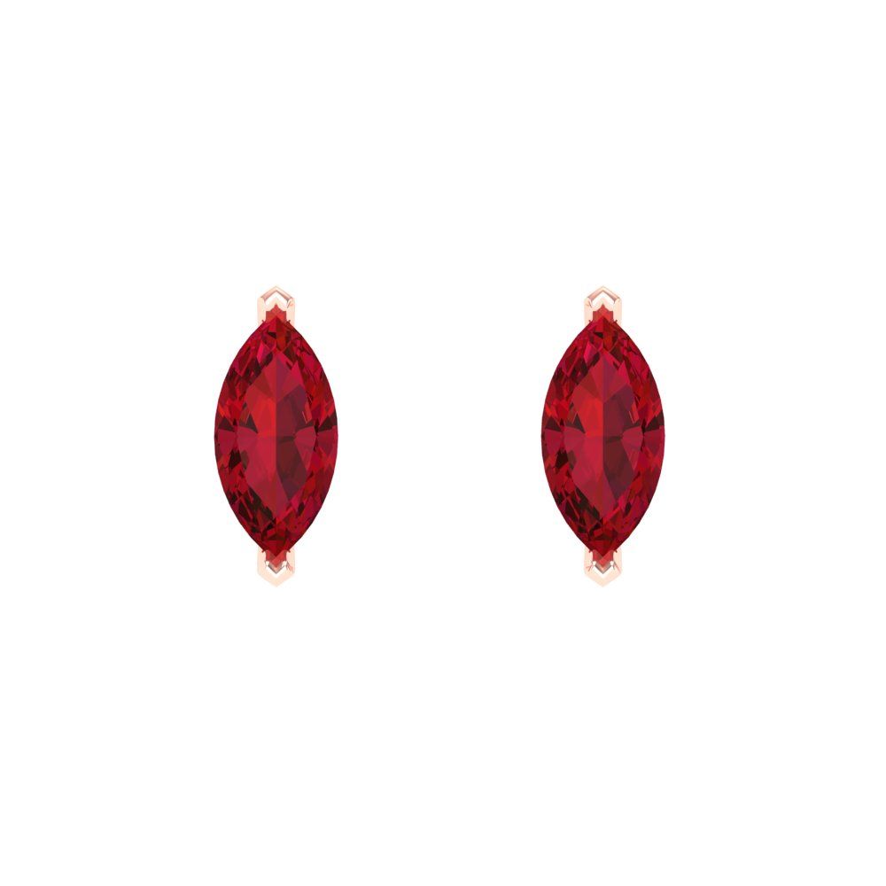 1cttw Marquise Cut Simulated Pink Tourmaline Gold-Plated 925 Silver Push Back Stud Earrings