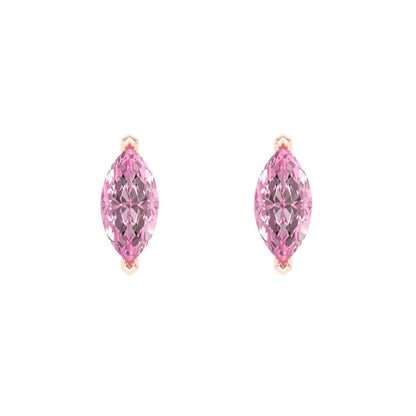 1cttw Marquise Cut Simulated Pink Diamond Gold-Plated 925 Silver Push Back Stud Earrings