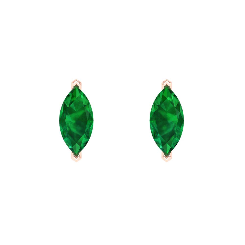 1cttw Marquise Cut Simulated Emerald Gold-Plated 925 Silver Push Back Stud Earrings