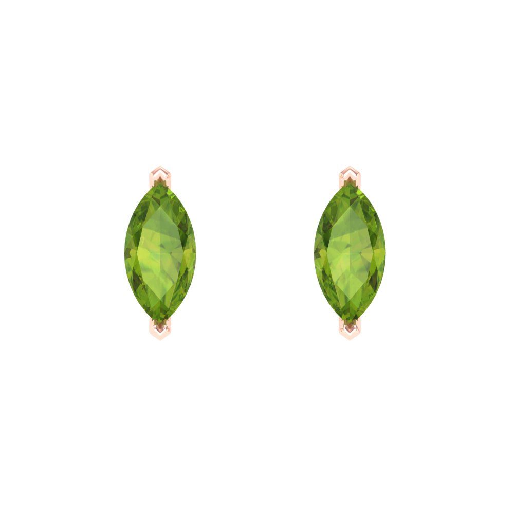 1cttw Marquise Cut Natural Peridot Gold-Plated 925 Silver Push Back Stud Earrings