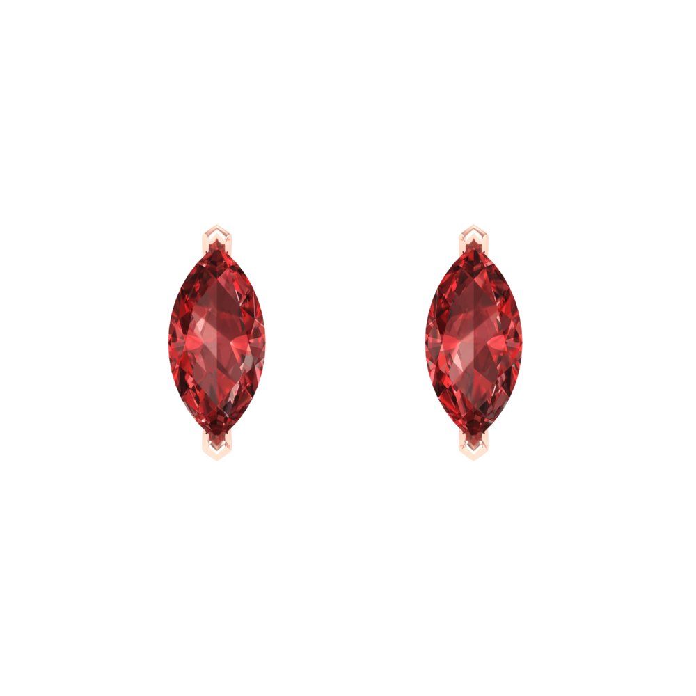 1cttw Marquise Cut Natural Garnet Gold-Plated 925 Silver Push Back Stud Earrings