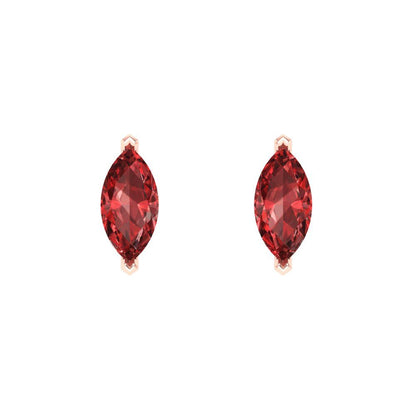1cttw Marquise Cut Natural Garnet Gold-Plated 925 Silver Push Back Stud Earrings