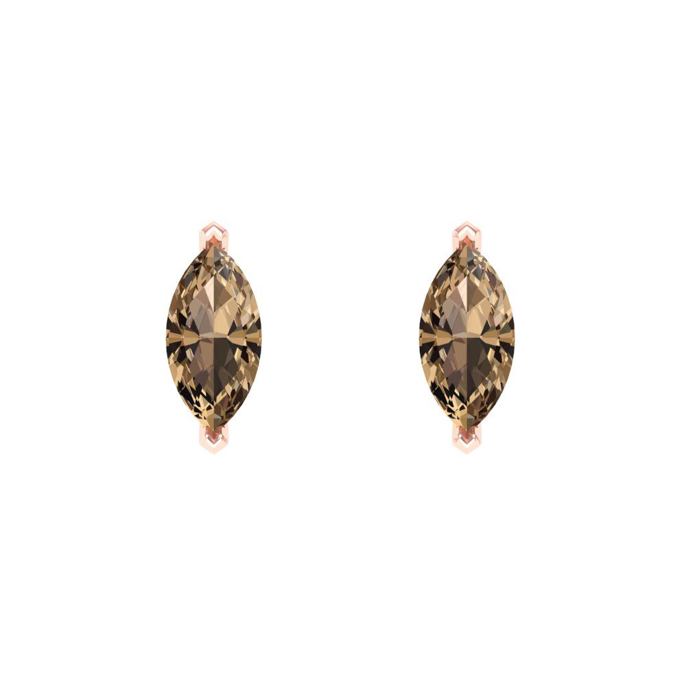 1cttw Marquise Cut Simulated Champagne Diamond Gold-Plated 925 Silver Push Back Stud Earrings