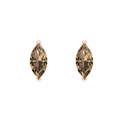 1cttw Marquise Cut Simulated Champagne Diamond Gold-Plated 925 Silver Push Back Stud Earrings