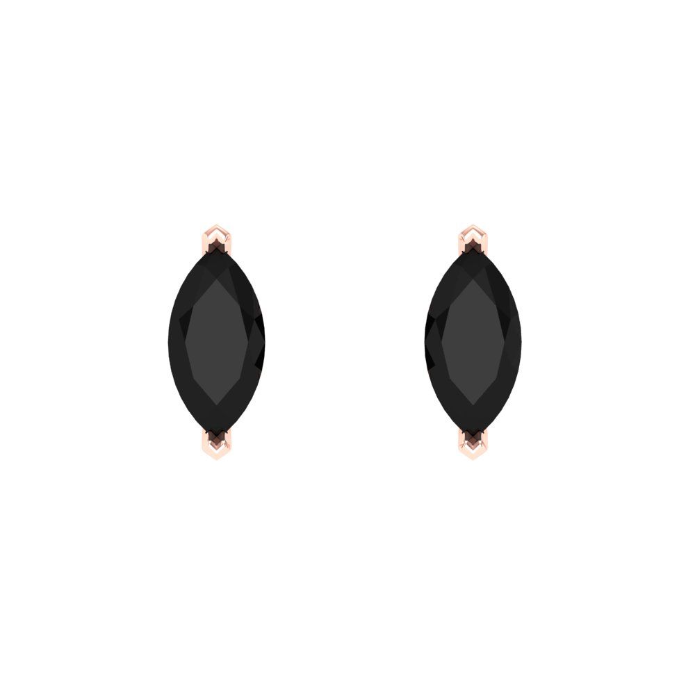 1cttw Marquise Cut Natural Onyx Gold-Plated 925 Silver Push Back Stud Earrings