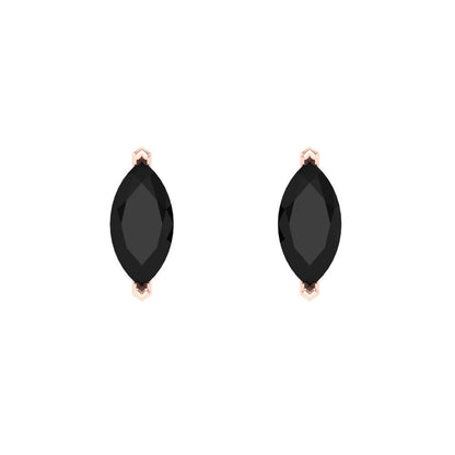 1cttw Marquise Cut Natural Onyx Gold-Plated 925 Silver Push Back Stud Earrings