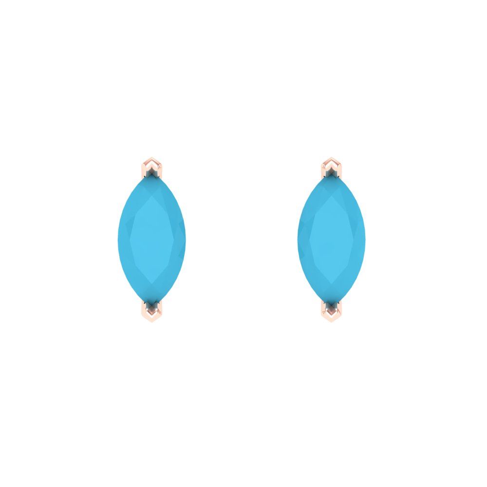 1cttw Marquise Cut Simulated Turquoise Gold-Plated 925 Silver Push Back Stud Earrings