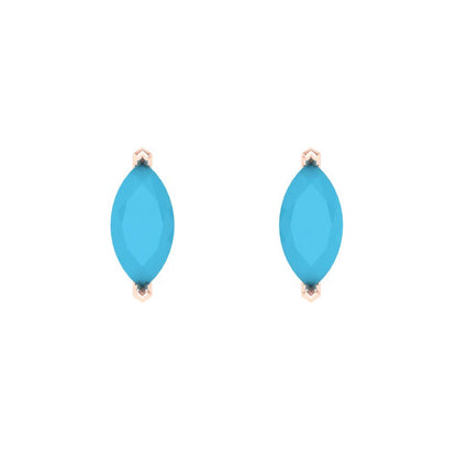1cttw Marquise Cut Simulated Turquoise Gold-Plated 925 Silver Push Back Stud Earrings