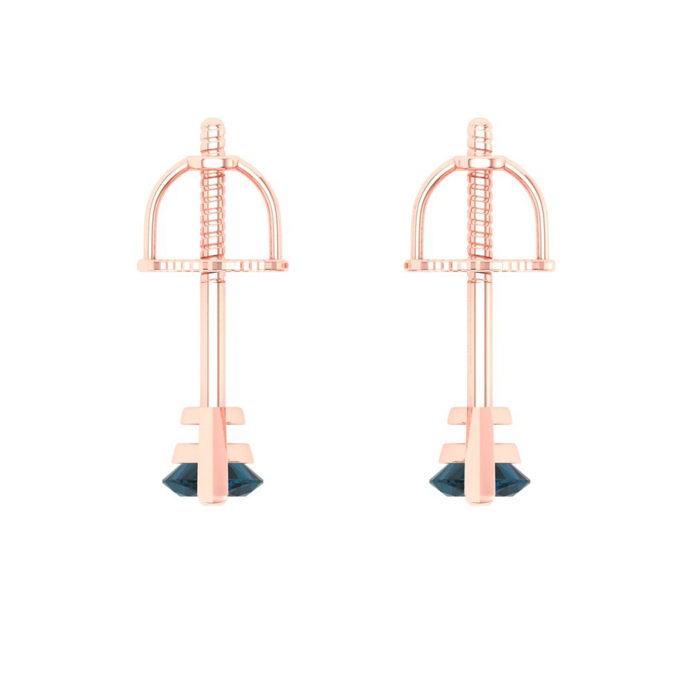 1cttw Marquise Cut Natural London Blue Topaz Gold-Plated 925 Silver Push Back Stud Earrings