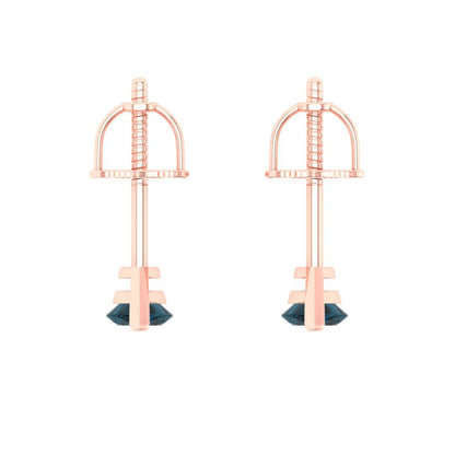 1cttw Marquise Cut Natural London Blue Topaz Gold-Plated 925 Silver Push Back Stud Earrings