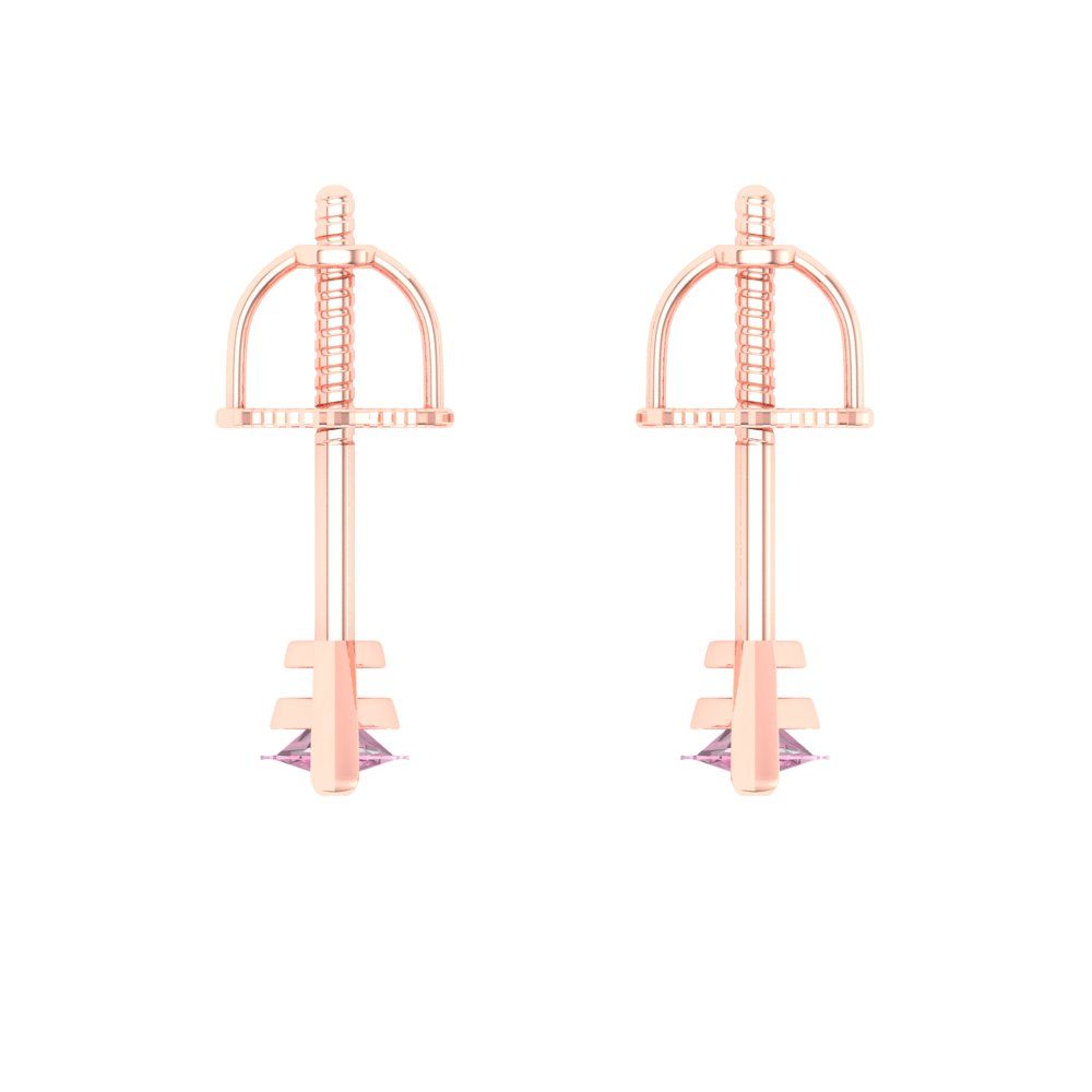 1cttw Marquise Cut Simulated Pink Diamond Gold-Plated 925 Silver Push Back Stud Earrings