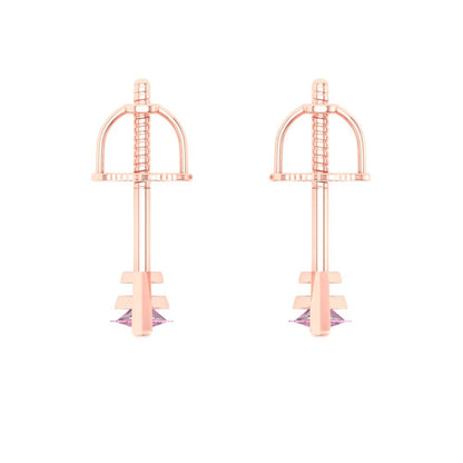 1cttw Marquise Cut Simulated Pink Diamond Gold-Plated 925 Silver Push Back Stud Earrings
