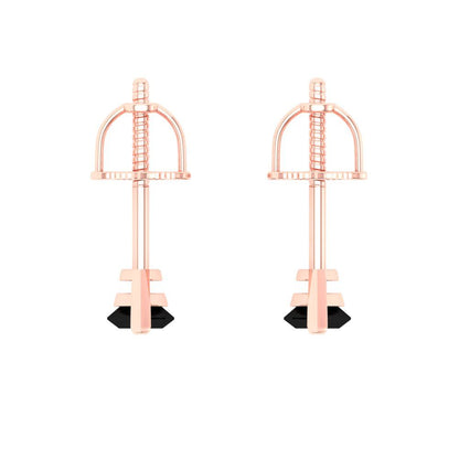 1cttw Marquise Cut Natural Onyx Gold-Plated 925 Silver Push Back Stud Earrings