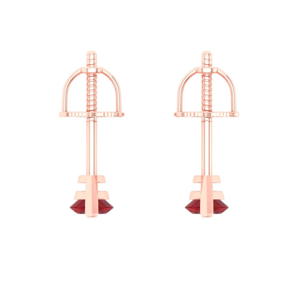 1cttw Marquise Cut Simulated Pink Tourmaline Gold-Plated 925 Silver Push Back Stud Earrings