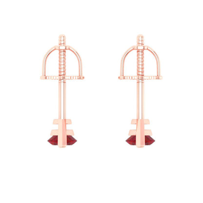 1cttw Marquise Cut Simulated Pink Tourmaline Gold-Plated 925 Silver Push Back Stud Earrings