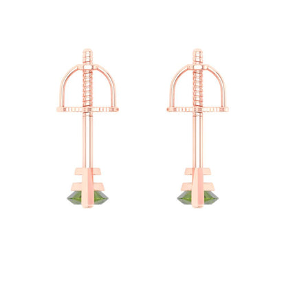 1cttw Marquise Cut Natural Peridot Gold-Plated 925 Silver Push Back Stud Earrings