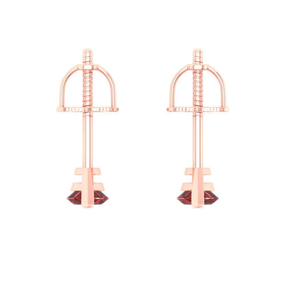 1cttw Marquise Cut Natural Garnet Gold-Plated 925 Silver Push Back Stud Earrings