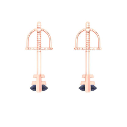 1cttw Marquise Cut Simulated Blue Sapphire Gold-Plated 925 Silver Push Back Stud Earrings