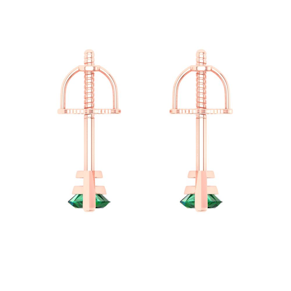 1cttw Marquise Cut Simulated Emerald Gold-Plated 925 Silver Push Back Stud Earrings