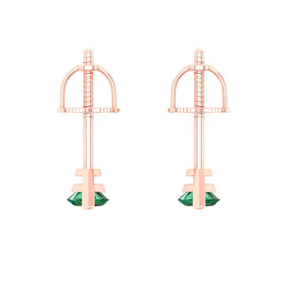 1cttw Marquise Cut Simulated Emerald Gold-Plated 925 Silver Push Back Stud Earrings