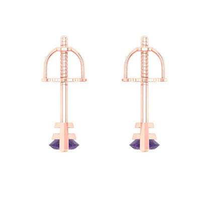1cttw Marquise Cut Natural Amethyst Gold-Plated 925 Silver Push Back Stud Earrings