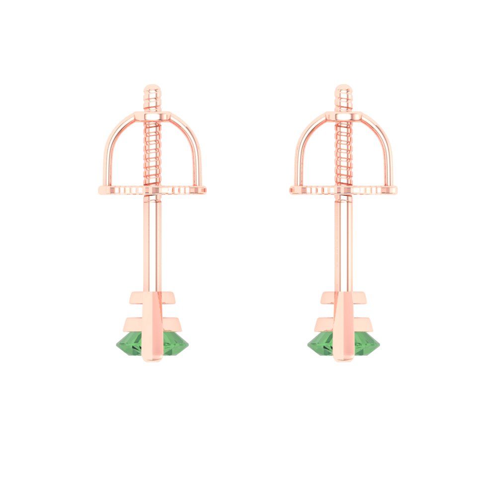 1cttw Marquise Cut Simulated Green Diamond Gold-Plated 925 Silver Push Back Stud Earrings