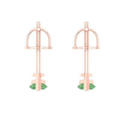 1cttw Marquise Cut Simulated Green Diamond Gold-Plated 925 Silver Push Back Stud Earrings