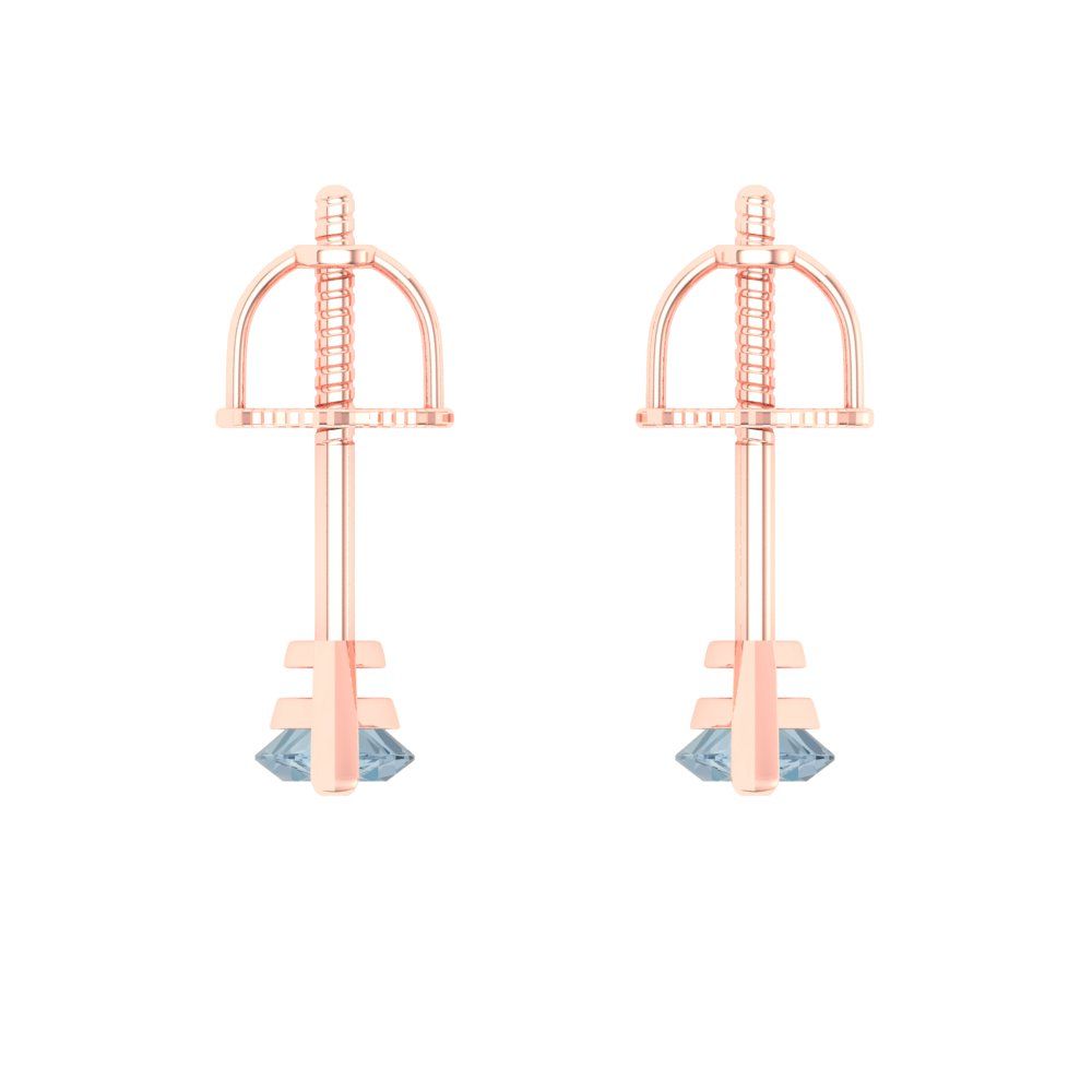 1cttw Marquise Cut Natural Aquamarine Gold-Plated 925 Silver Push Back Stud Earrings