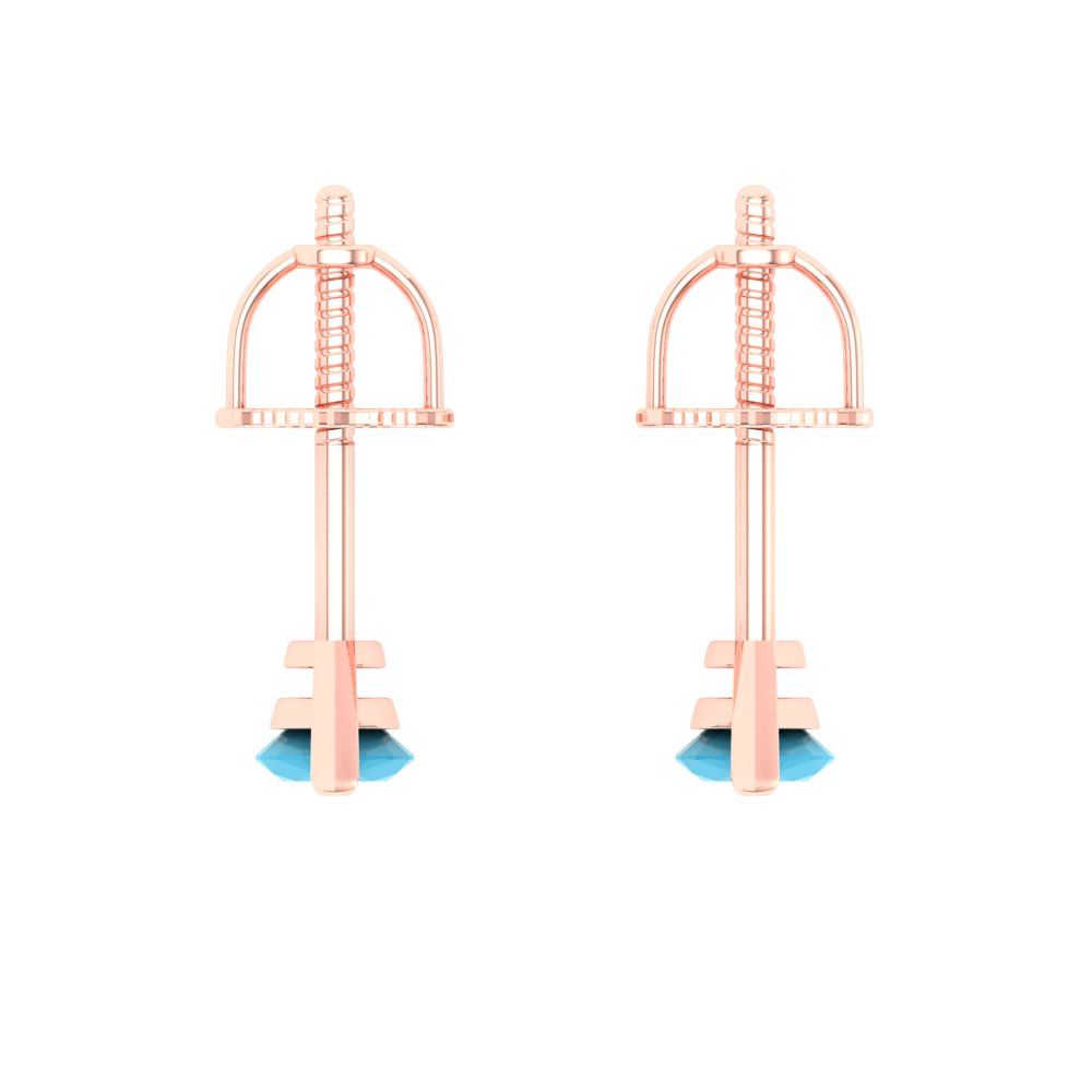 1cttw Marquise Cut Simulated Turquoise Gold-Plated 925 Silver Push Back Stud Earrings