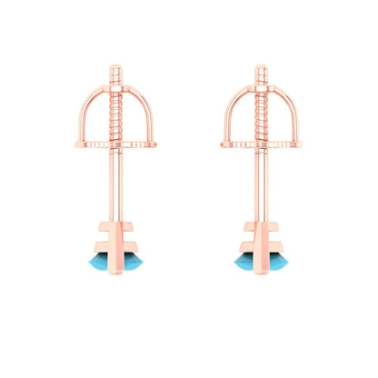 1cttw Marquise Cut Simulated Turquoise Gold-Plated 925 Silver Push Back Stud Earrings