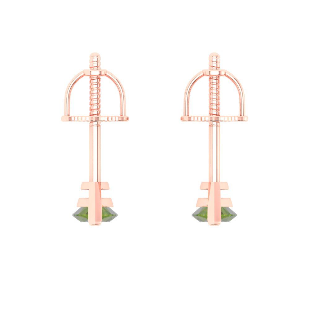 1cttw Marquise Cut Natural Peridot Gold-Plated 925 Silver Push Back Stud Earrings