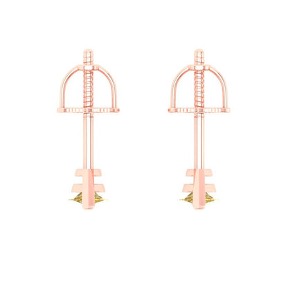 1cttw Marquise Cut Simulated Yellow Diamond Gold-Plated 925 Silver Push Back Stud Earrings