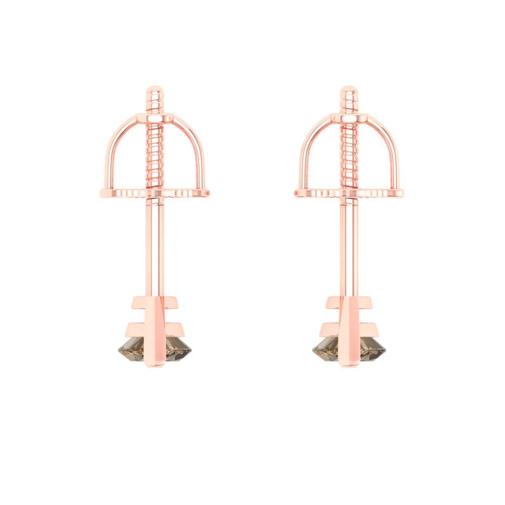1cttw Marquise Cut Simulated Champagne Diamond Gold-Plated 925 Silver Push Back Stud Earrings